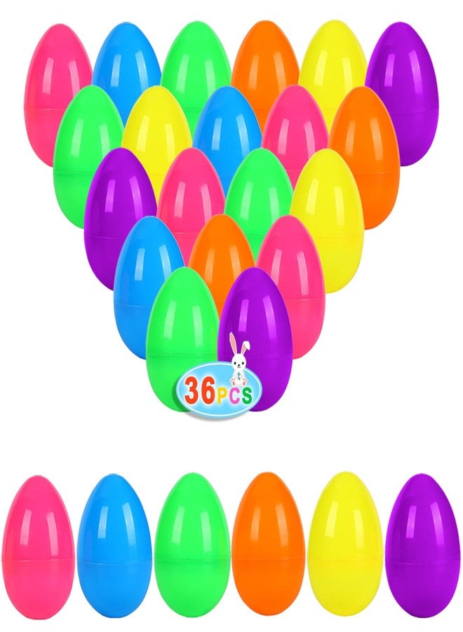 JIALWEN 36 PCS 3.35" Fillable Plastic Easter Eggs 6 Styles Bright Colors Empty Easter Eggs for Easter Basket Stuffers Surprise Eggs Easter Hunt Theme Party Favors Classroom Prize Supplies - Image 1